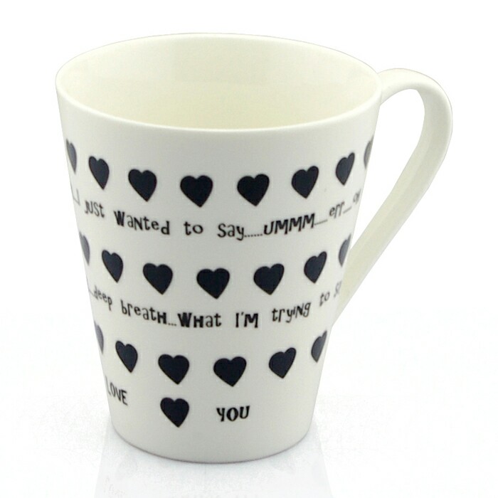 C8095W-VALENTINE H Happy Valentines Day V Shape Hot Changing Ceramic Mug Red Hearts Gift