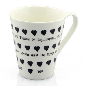 C8095W-VALENTINE H Happy Valentines Day V Shape Hot Changing Ceramic Mug Red Hearts Gift