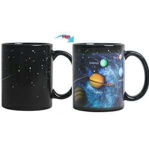 C8095B-086GL Hot Changing Ceramic Mug 11oz Heated Black Coffee Mug of Novelty GALAXY Design Mug Gift Idea Solar System