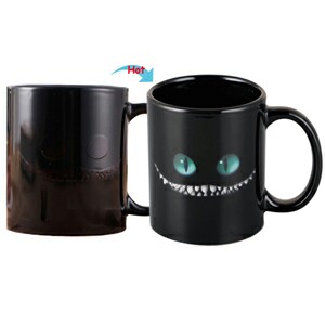 C8095B-106MS Color Change Heat Sensitive Funny Mug 11oz Ceramic Black Coffee Mug Novelty MASK Design Mug