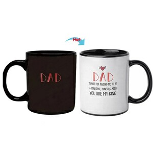 C8095B-103DD Color Change Heat Sensitive Funny Mug 11oz Ceramic Black Coffee Mug Novelty Thanks to Dad Design Mug