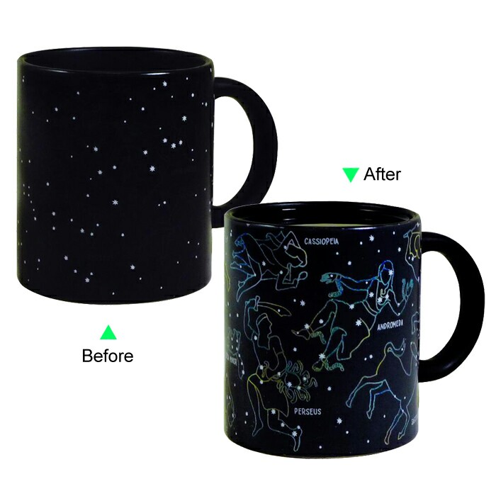 C8095B-096ST Hot Changing Ceramic Mug 11oz Heated Black Coffee Mug of Novelty STARRY Design Mug Gift Idea Hero