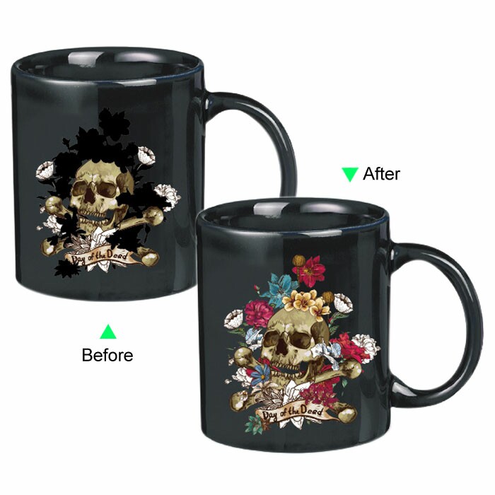 C8095B-128SK Hot Changing Ceramic Mug 11oz Heated Black Coffee Mug of Novelty SKULLS Design Mug Gift Idea HeroC8095B-SKULLS Hot Changing Ceramic Mug 11oz Heated Black Coffee Mug of Novelty SKULLS Design Mug Gift Idea Hero