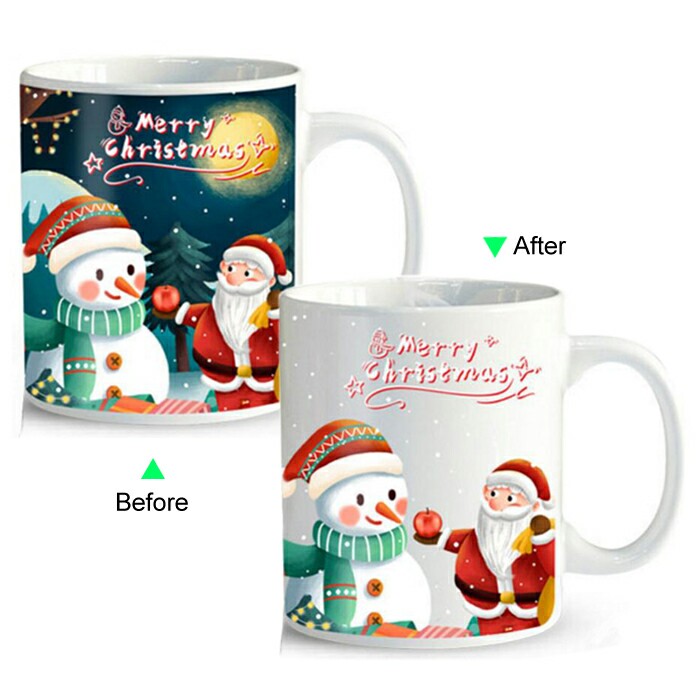 C8095W-XMAS A Color Change Heat Sensitive Funny Mug 11oz Ceramic White Coffee Mug Novelty Merry Christmas Design Mug