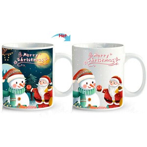 C8095W-XMAS A Color Change Heat Sensitive Funny Mug 11oz Ceramic White Coffee Mug Novelty Merry Christmas Design Mug