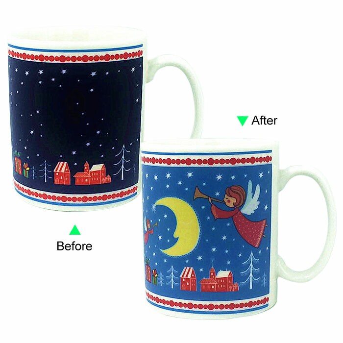 C8095W-XMAS B Color Change Heat Sensitive Funny Mug 11oz Ceramic White Coffee Mug Novelty Merry Christmas Design Mug