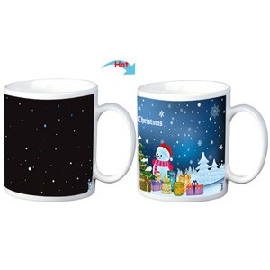 C8095W-XMAS D Color Change Heat Sensitive Funny Mug 11oz Ceramic White Coffee Mug Novelty Merry Christmas Design Mug