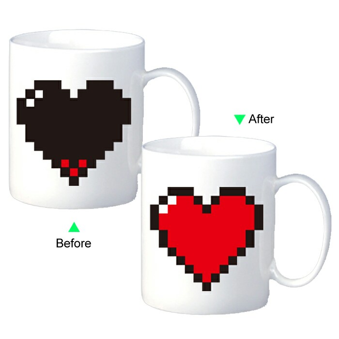 CC8095W-072HT Hot Changing Ceramic Mug 11oz Heated White Coffee Mug of Novelty Red Heart Design Mug Gift Idea