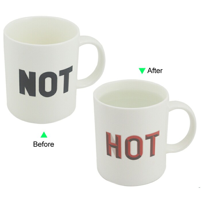 C8095W-114HN Hot Changing Ceramic Mug 11oz Heated White Coffee Mug of Novelty HOT NOT Design Mug Gift Idea
