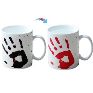 C8095W-130PM Color Change Heat Sensitive Funny Mug 11oz Ceramic White Coffee Mug Novelty PALM Design Mug