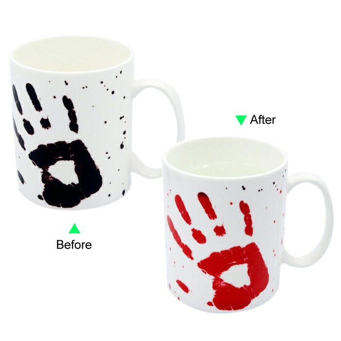 C8095W-130PM Color Change Heat Sensitive Funny Mug 11oz Ceramic White Coffee Mug Novelty PALM Design Mug