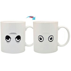 C8095W-113WU Color Change Heat Sensitive Funny Mug 11oz Ceramic White Coffee Mug Novelty WAKE UP Design Mug