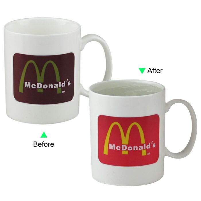 C8095W-McDonalds Color Change Heat Sensitive Advertising Funny Mug 11oz Ceramic White Coffee Mug Promotional Novelty McDonald’s Giveaway Design Mug