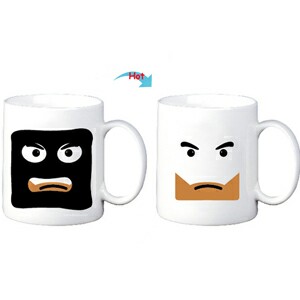 C8095W-COOKIE Hot Changing Ceramic Mug 11oz Heated White Coffee Mug of Novelty COOKIE Design Mug Gift Idea