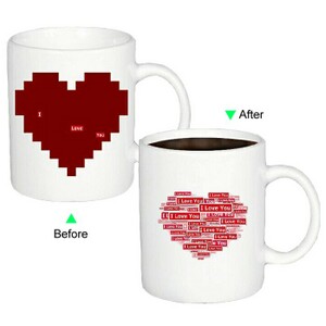 C8095W-LOVE Y Hot Changing Ceramic Mug 11oz Heated White Coffee Mug of Novelty I Love You Design Mug Valentines Day Gift Idea