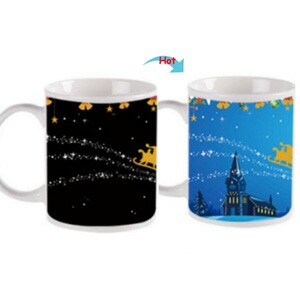 C8095W-XMAS R Color Change Heat Sensitive Funny Mug 11oz Ceramic White Coffee Mug Novelty Christmas Reindeer Design Mug