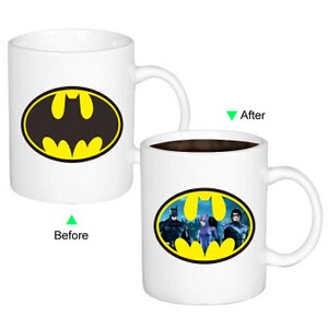C8095W-117BT Color Change Heat Sensitive Funny Mug 11oz Ceramic White Coffee Mug Novelty BATMAN Design Mug