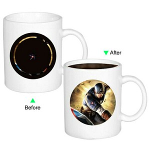 CC8095W-119CA Color Change Heat Sensitive Funny Mug 11oz Ceramic White Coffee Mug Novelty Captain America Design Mug