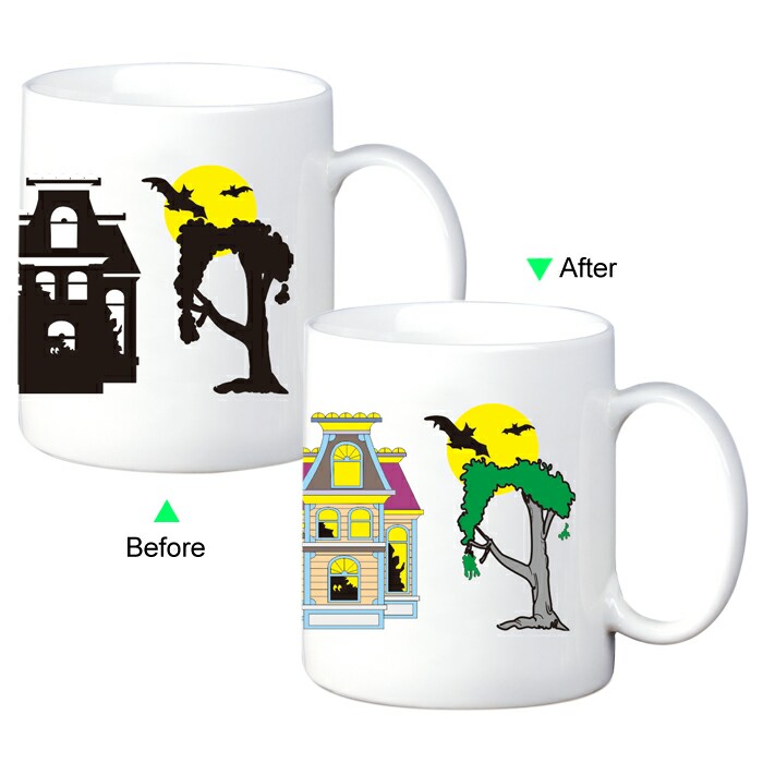 C8095W-127HL Color Change Heat Sensitive Funny Mug 11oz Ceramic White Coffee Mug Novelty Halloween Design Mug