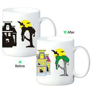 C8095W-127HL Color Change Heat Sensitive Funny Mug 11oz Ceramic White Coffee Mug Novelty Halloween Design Mug