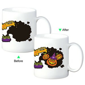 C8095W-126HL Color Change Heat Sensitive Funny Mug 11oz Ceramic White Coffee Mug Novelty Halloween Design Mug