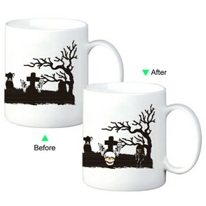 C8095W-124HL Color Change Heat Sensitive Funny Mug 11oz Ceramic White Coffee Mug Novelty Halloween Design Mug