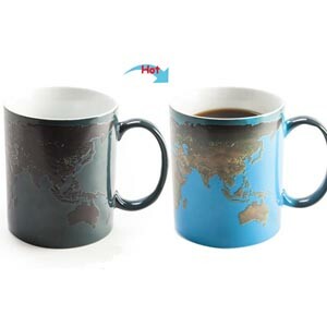 FC8095W-070ET Full Color Changing Mug 11oz Heated Coffee Mug EARTH Design Mug Gift Idea Ceramic Mug Day and Night