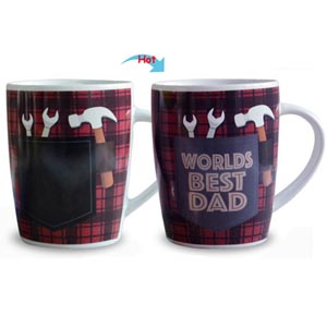 C88110W-DAD B Color Change Heat Sensitive Funny Mug 12oz Ceramic Coffee Mug Novelty WORLDS BEST DAD Design Father’s Day Gift