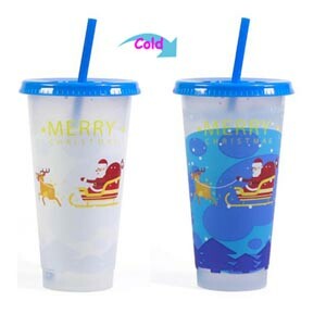 CC98173P-080 Cold Changing PP Cup Ice Beverages Promotional Plastic Cup Cool Merry Christmas Gift Xmas Advertising Customized Logo