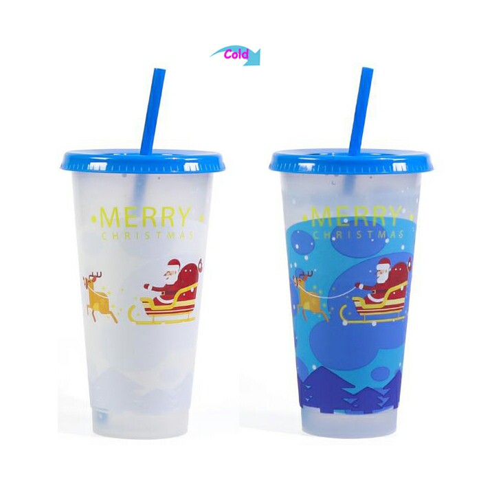 CC98173P-080 Cold Changing PP Cup Ice Beverages Promotional Plastic Cup Cool Merry Christmas Gift Xmas Advertising Customized Logo