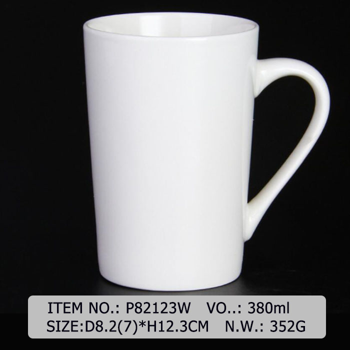 P82123W White Ceramic Mug Plain Customized Mug Shape And Size White Body Sample Promotional Design Color Changing Magnesia Porcelain Material 13OZ
