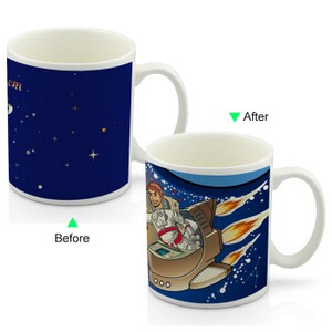 CC8095W-COSMIC LOVE Hot Changing Ceramic Mug 11oz Heated White Coffee Mug of Novelty Cosmic Love Design Mug Gift Idea