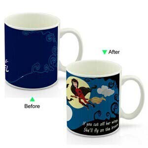 CC8095W-004AW Color Change Heat Sensitive Funny Mug 11oz Ceramic White Coffee Mug Female Angel Design Mug
