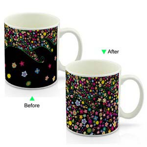 CC8095W-013FB Color Change Heat Sensitive Funny Mug 11oz Ceramic White Coffee Mug Novelty Floral Design Mug