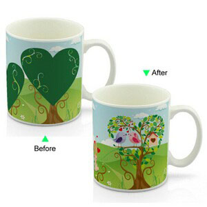 CC8095W-016TB Color Change Heat Sensitive Funny Mug 11oz Ceramic White Coffee Mug Novelty Birds Design Mug