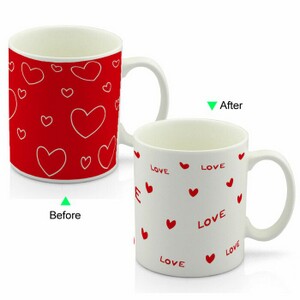CC8095W-021LV Color Change Heat Sensitive Funny Mug 11oz Ceramic White Coffee Mug Novelty Love Design Mug