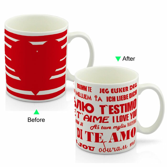 CC8095W-023LV Color Change Heat Sensitive Funny Mug 11oz Ceramic White Coffee Mug Novelty Valentines Design Mug