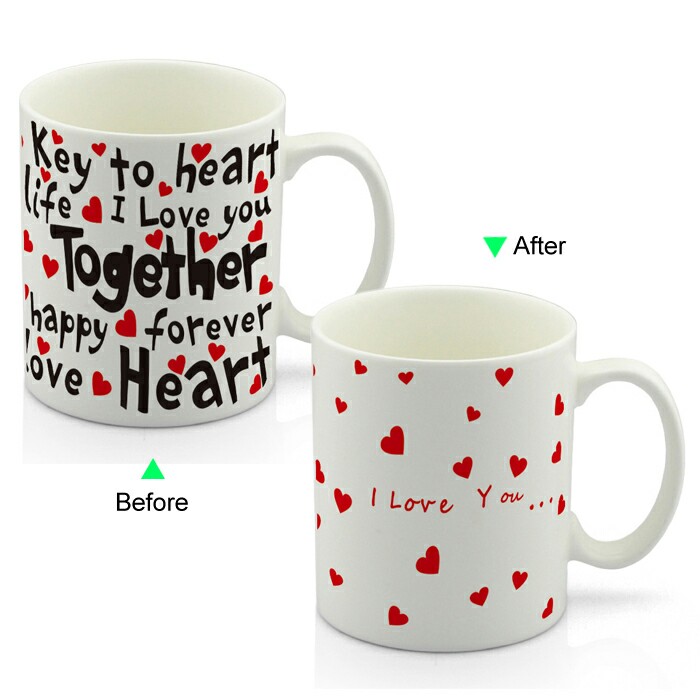 CC8095W-025LV Color Change Heat Sensitive Funny Mug 11oz Ceramic White Coffee Mug Novelty Lovers Design Mug