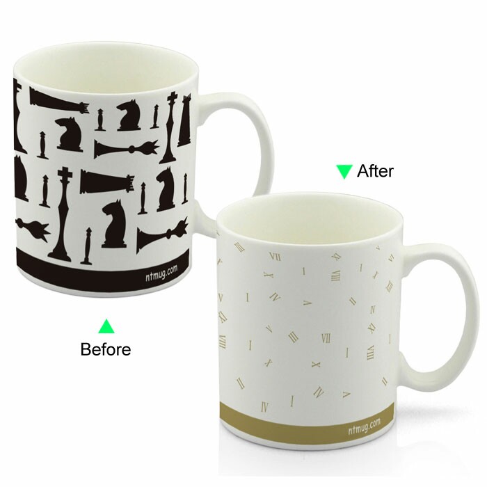 CC8095W-031WN Color Change Heat Sensitive Funny Mug 11oz Ceramic White Coffee Mug Novelty Numbers Design Mug