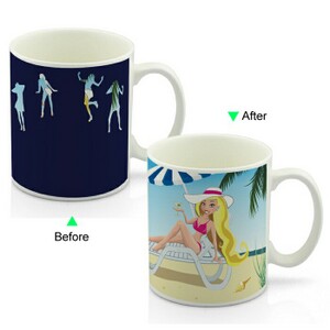 CC8095W-036QN Color Change Heat Sensitive Funny Mug 11oz Ceramic White Coffee Mug Novelty Queen Design Mug