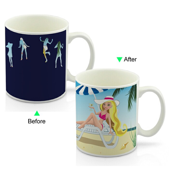 CC8095W-036QN Color Change Heat Sensitive Funny Mug 11oz Ceramic White Coffee Mug Novelty Queen Design Mug