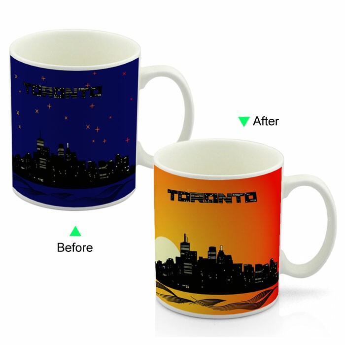 CC8095W-042TR Color Change Heat Sensitive Funny Mug 11oz Ceramic White Coffee Mug Novelty Toronto Design Mug