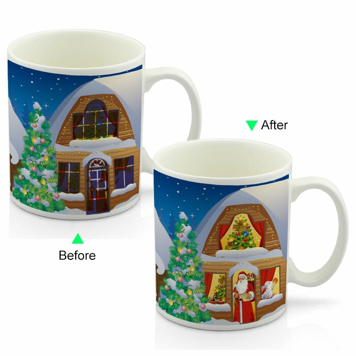 CC8095W-043XM Color Change Heat Sensitive Funny Mug 11oz Ceramic White Coffee Mug Novelty Christmas Design Mug