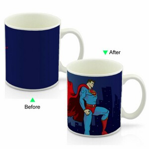 CC8095W-051SM Color Change Heat Sensitive Funny Mug 11oz Ceramic White Coffee Mug Novelty Superman Design Mug