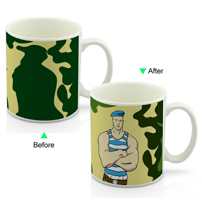 CC8095W-054SD Color Change Heat Sensitive Funny Mug 11oz Ceramic White Coffee Mug Novelty Guardian Design Mug