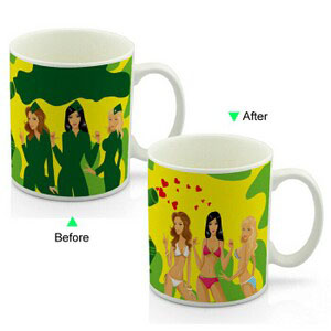 CC8095W-055SD Color Change Heat Sensitive Funny Mug 11oz Ceramic White Coffee Mug Novelty Tank Design Mug