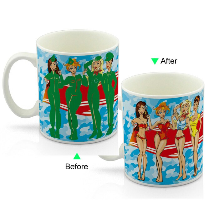 CC8095W-056SD Color Change Heat Sensitive Funny Mug 11oz Ceramic White Coffee Mug Novelty Protector Design Mug