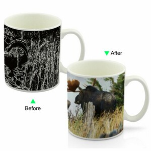 CC8095W-060HT Color Change Heat Sensitive Funny Mug 11oz Ceramic White Coffee Mug Novelty Hunting Design Mug