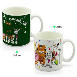 CC8095W-062HB Color Change Heat Sensitive Funny Mug 11oz Ceramic White Coffee Mug Novelty Animals Party Design Mug