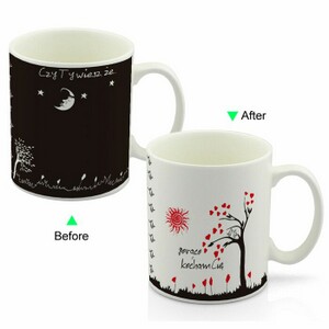 CC8095W-064CZ Color Change Heat Sensitive Funny Mug 11oz Ceramic White Coffee Mug Novelty Loving Tree Design Mug